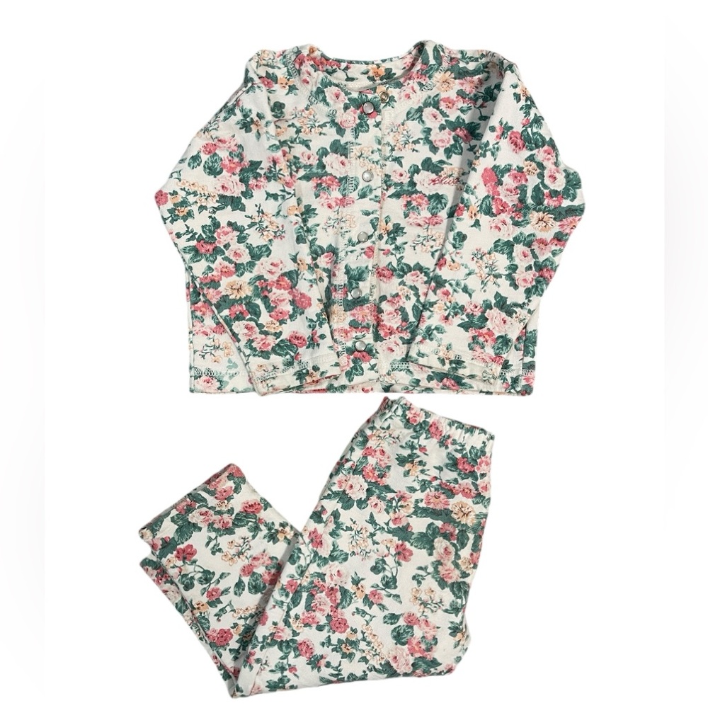Vintage Floral Matching Set - Long Sleeve Top & Pants - Size 3T
